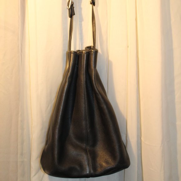 COACH The Sling Drawstring Bucket Black Leather Vintage! 9166 - Picture 1 of 8
